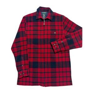 Lauren Ralph Lauren 90s Vintage Lambswool Buffalo Plaid Zip Jacket Small